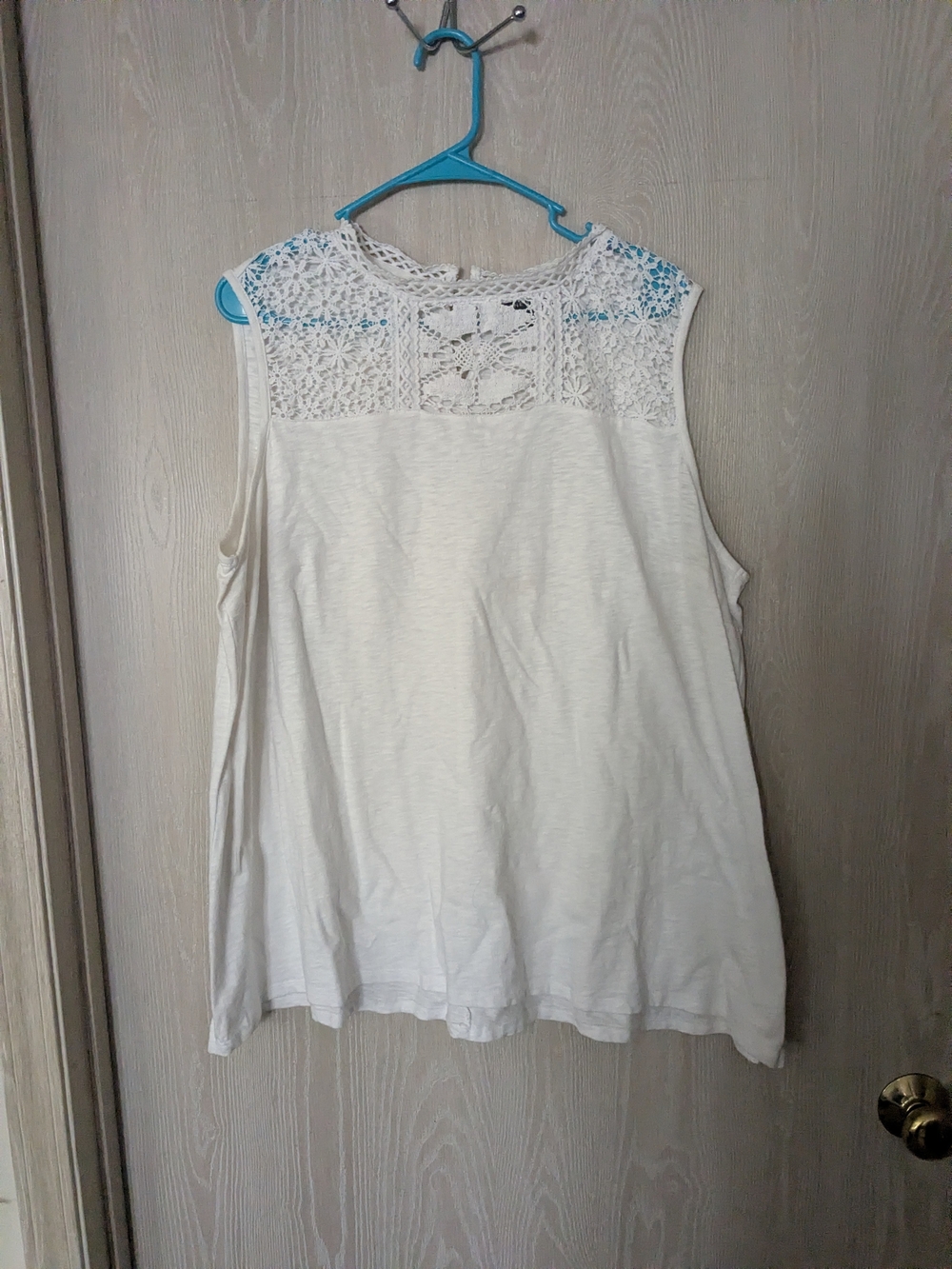 Lane Bryant White Crochet Yoke Tank Top